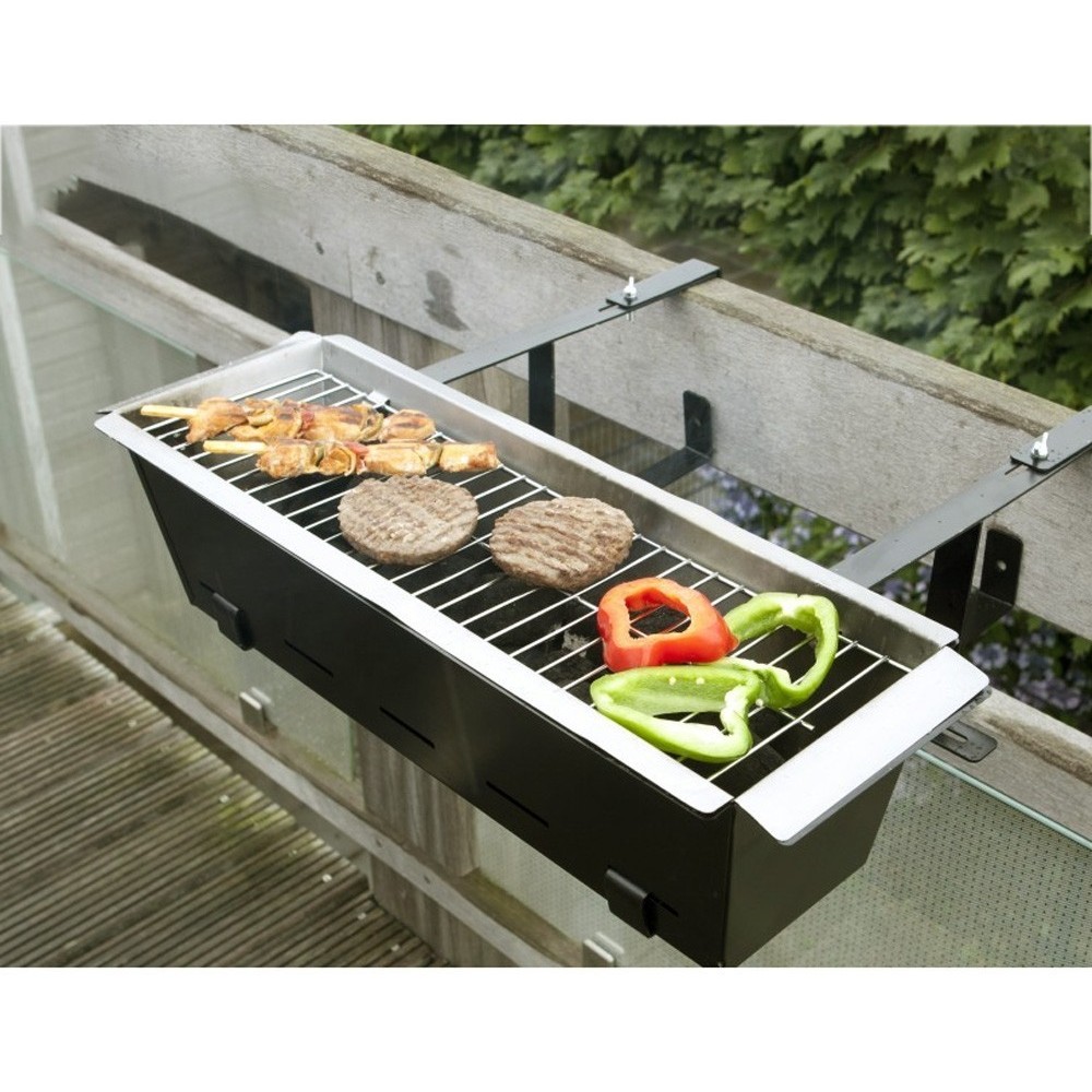 Barbecue universel 10756 pour balustrades de balcon 19x58x38 cm brasier