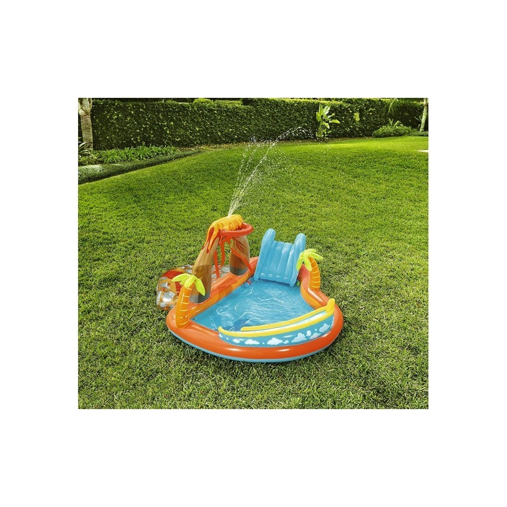 53069 Piscine Play Center modèle Volcan fond gonflable, toboggan 265x265x104cm