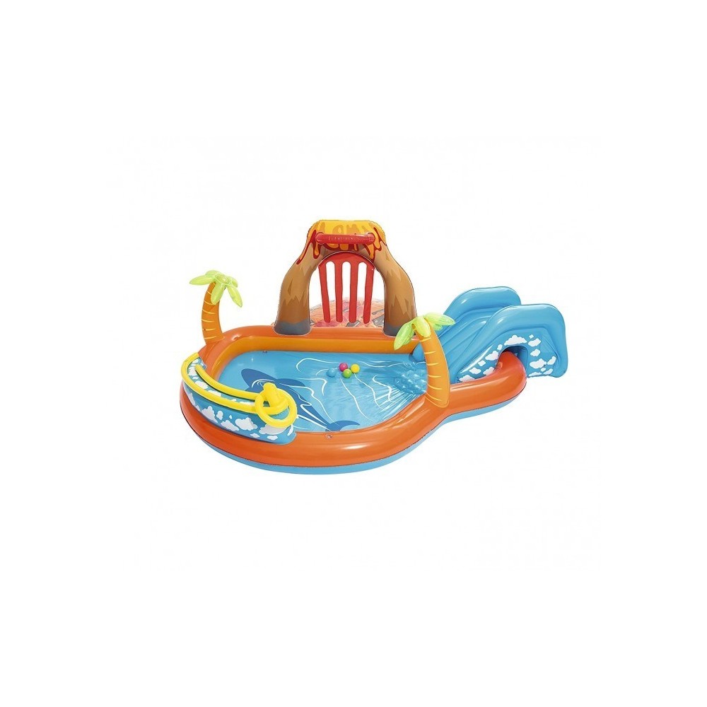 53069 Piscine Play Center modèle Volcan fond gonflable, toboggan 265x265x104cm