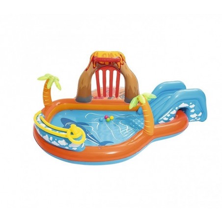 53069 Piscine Play Center modèle Volcan fond gonflable, toboggan 265x265x104cm