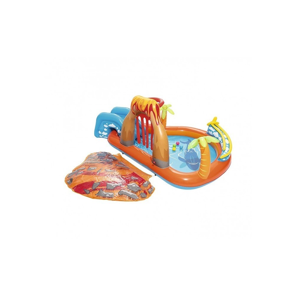 53069 Piscine Play Center modèle Volcan fond gonflable, toboggan 265x265x104cm