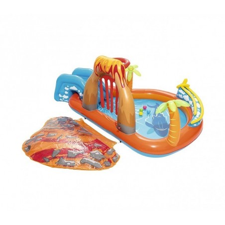 53069 Piscine Play Center modèle Volcan fond gonflable, toboggan 265x265x104cm