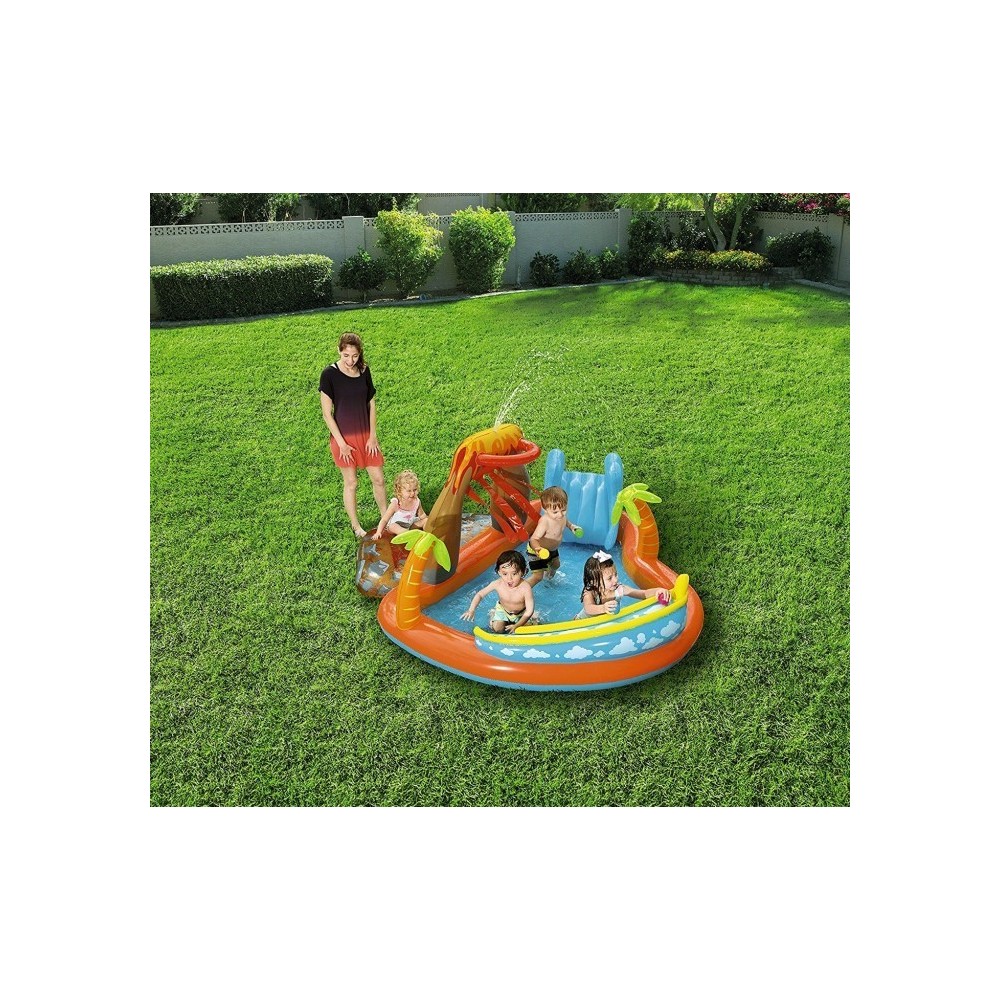 53069 Piscine Play Center modèle Volcan fond gonflable, toboggan 265x265x104cm