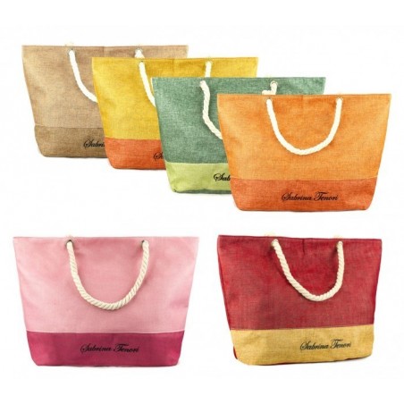 423110 Sac de plage Sabrina Tenori MIRANDY fantaisie bicolore avec anses