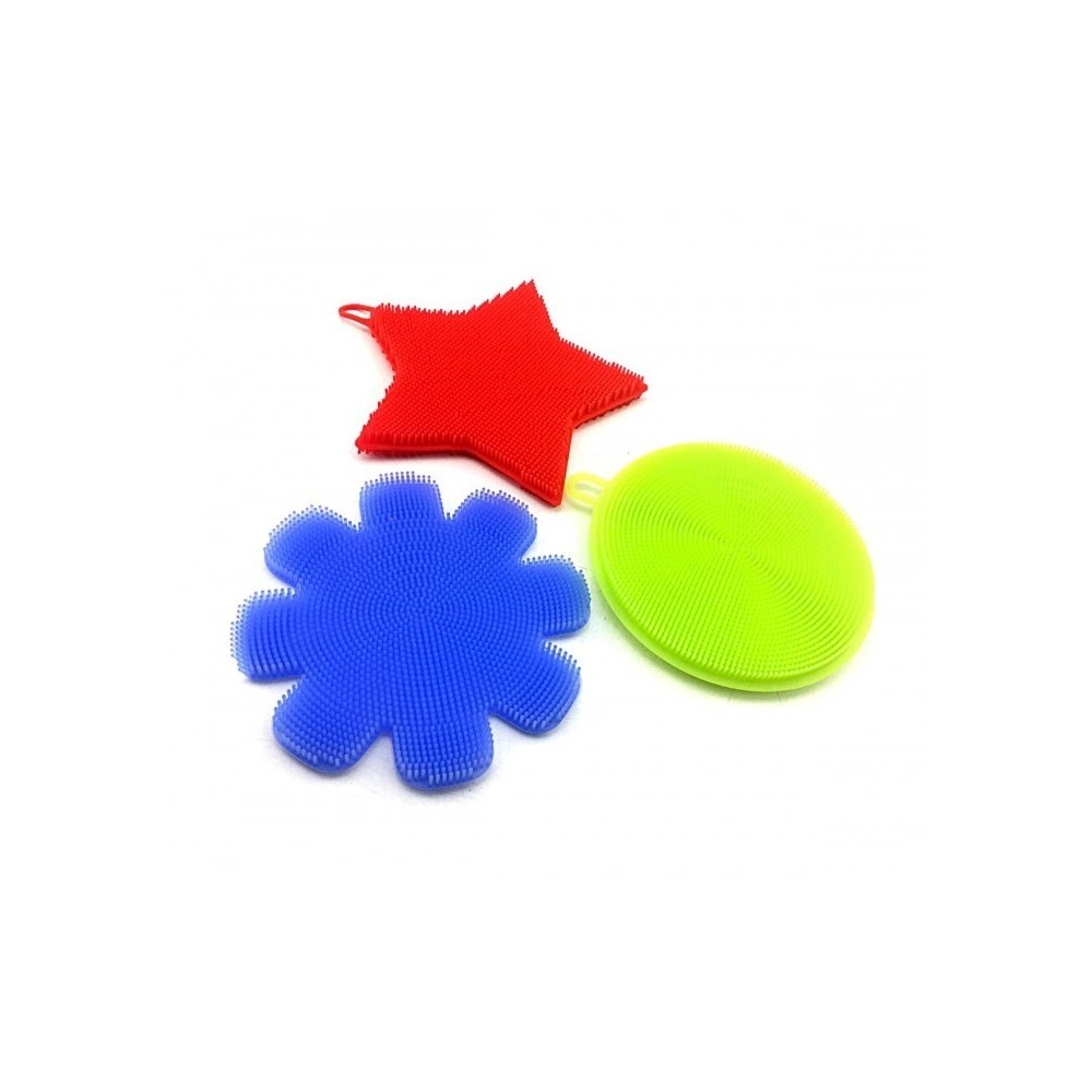 Set de 3 éponges en silicone BEST GRIP SPONGE avec picots, nettoyage en douceur