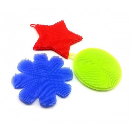 Set de 3 éponges en silicone BEST GRIP SPONGE avec picots, nettoyage en douceur