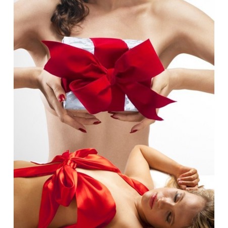 Lingerie de Babydoll défini comme ruban de satin rouge cadeau - tenue sexy
