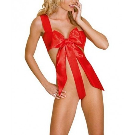 Lingerie de Babydoll défini comme ruban de satin rouge cadeau - tenue sexy