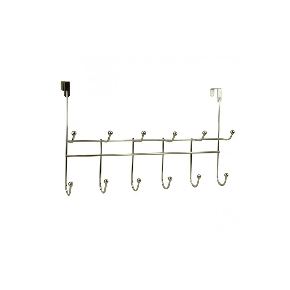 364154 porte-manteau à suspendre, 12 crochets en acier chromé 48x29x8