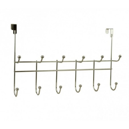 364154 porte-manteau à suspendre, 12 crochets en acier chromé 48x29x8