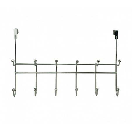 364154 porte-manteau à suspendre, 12 crochets en acier chromé 48x29x8