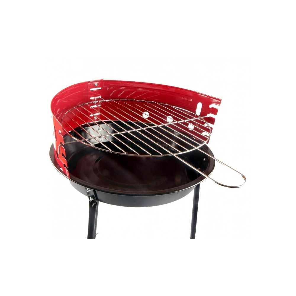 429761 Barbecue rond 60 x 36 cm avec grille de cuisson incluse et pare-vent