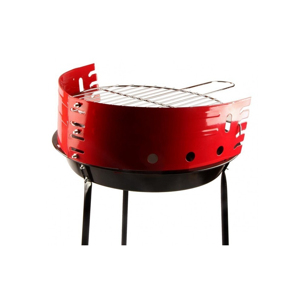 429761 Barbecue rond 60 x 36 cm avec grille de cuisson incluse et pare-vent