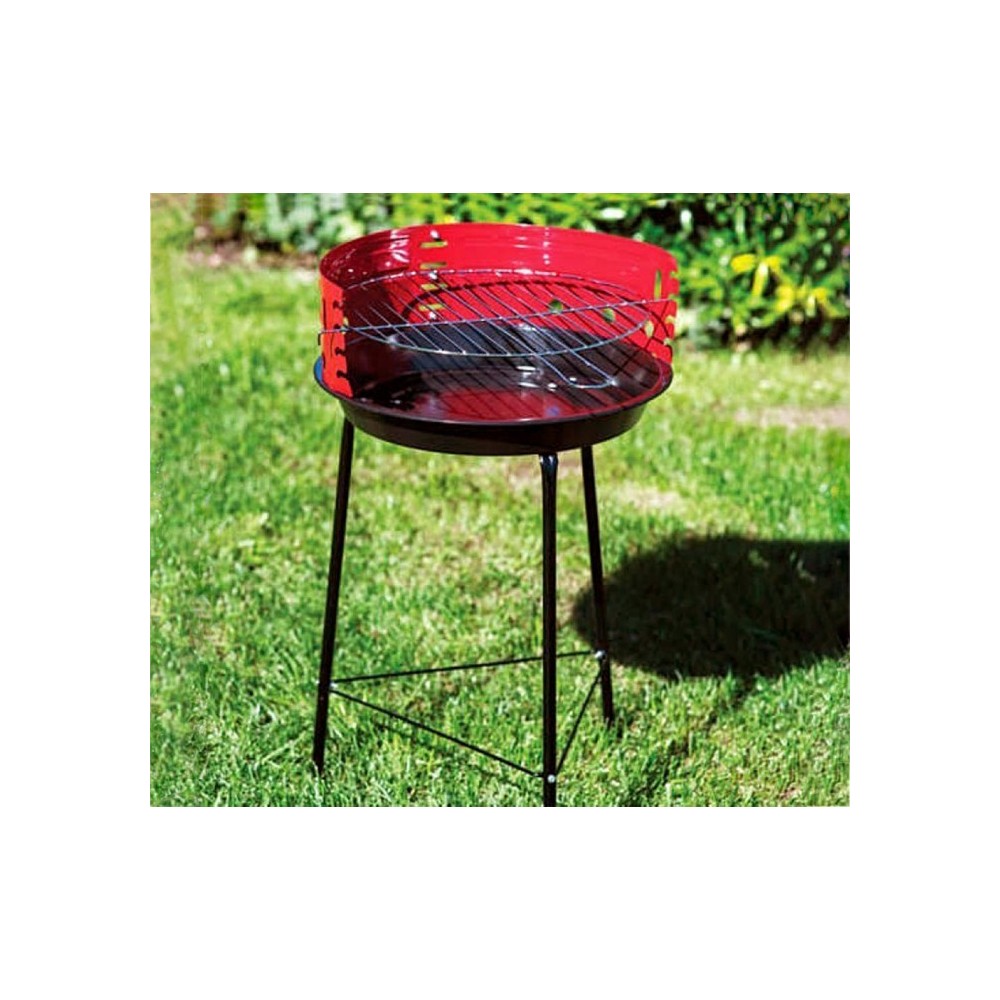429761 Barbecue rond 60 x 36 cm avec grille de cuisson incluse et pare-vent