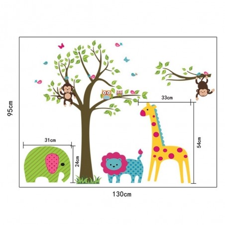 Décoration - sticker mural autocollant - enfant vignette-animaux 90 x 60 cm