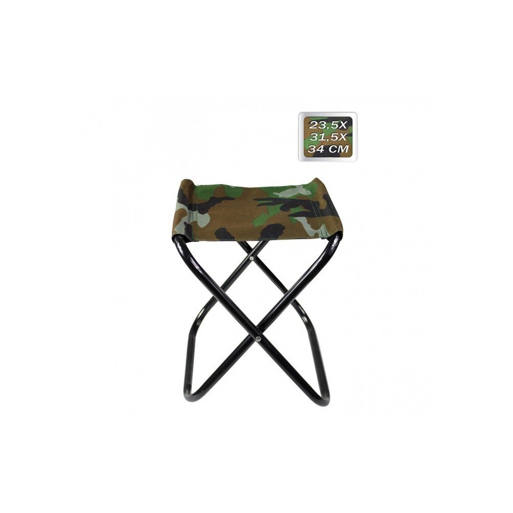 288351 Tabouret pliant EVERTOP camouflage 34 cm pour camping, mer ou plage