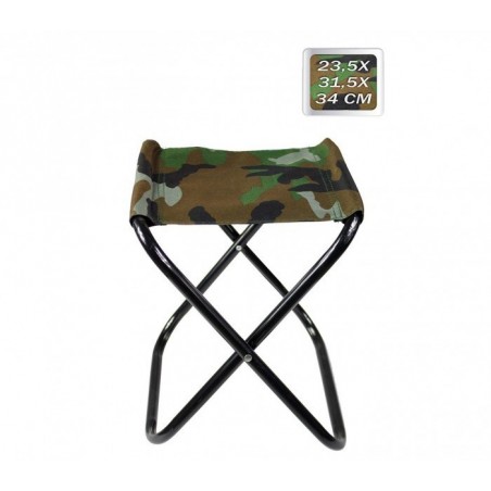 288351 Tabouret pliant EVERTOP camouflage 34 cm pour camping, mer ou plage