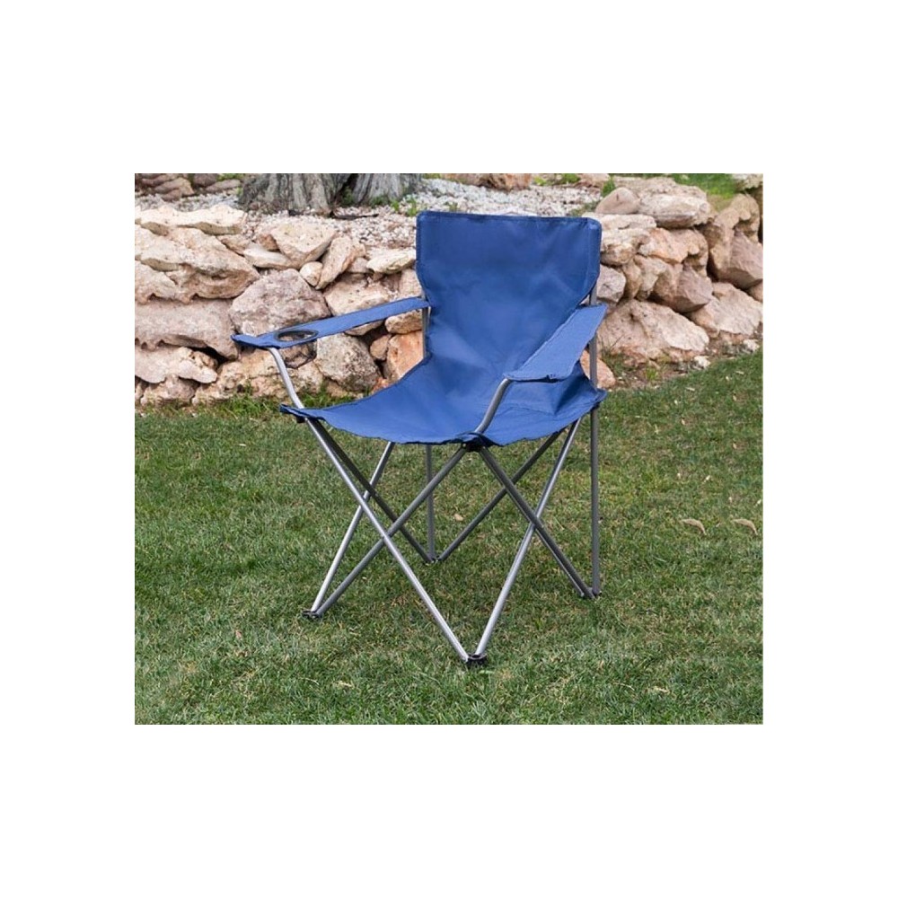 480718 Chaise pliante avec porte-gobelets JOY SUMMER plage camping piscine bleu