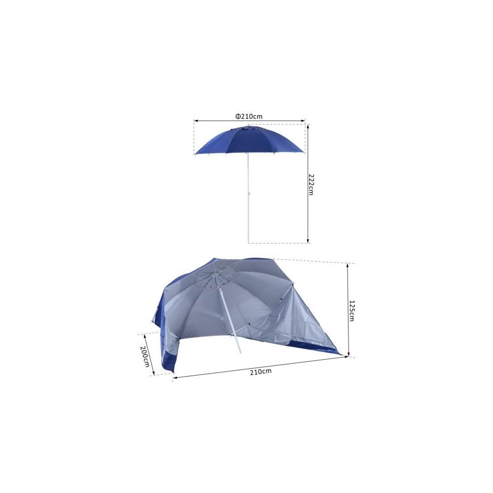 265918 Parasol et tente 2 en 1 pour la plage  en velcro