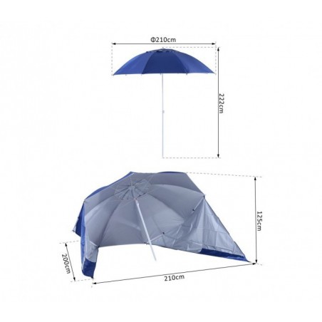 265918 Parasol et tente 2 en 1 pour la plage  en velcro