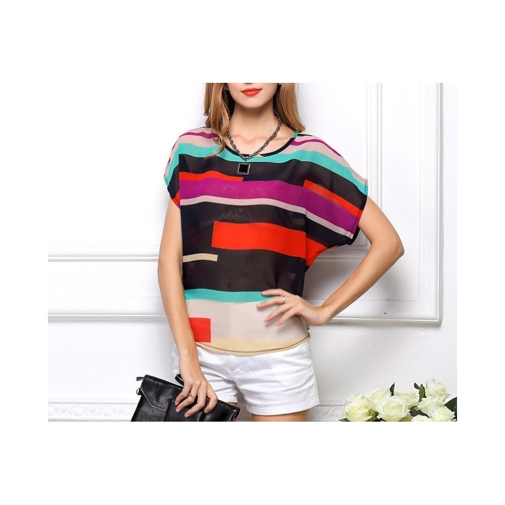 Blouse / chemise femme rayures multicolores...