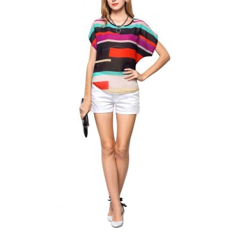 Blouse / chemise femme rayures multicolores effet de transparence mode estivale