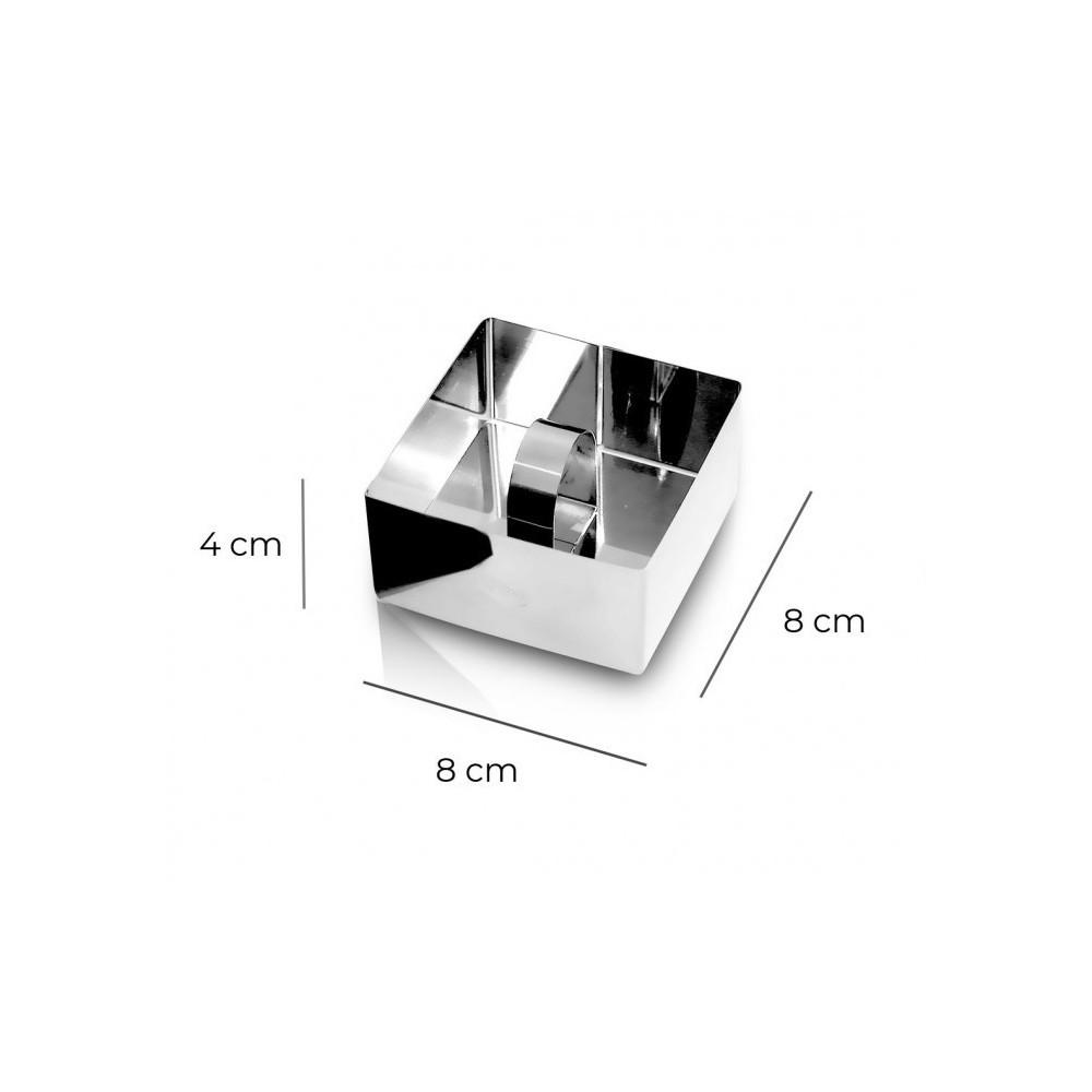 594809 SET 2 MOULES A PÂTES CARRÉS POUR LES PREMIERS PLATS ET DESSERTS 8X8X4 CM