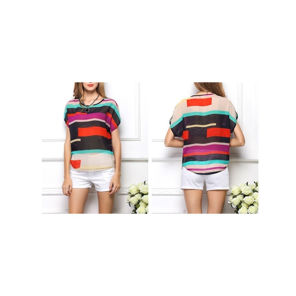 Blouse / chemise femme rayures multicolores...