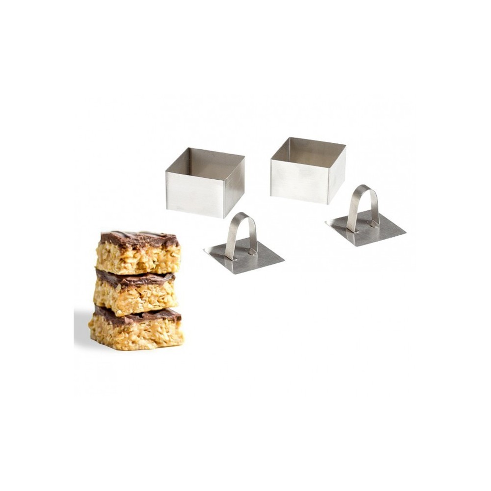 594809 SET 2 MOULES A PÂTES CARRÉS POUR LES PREMIERS PLATS ET DESSERTS 8X8X4 CM