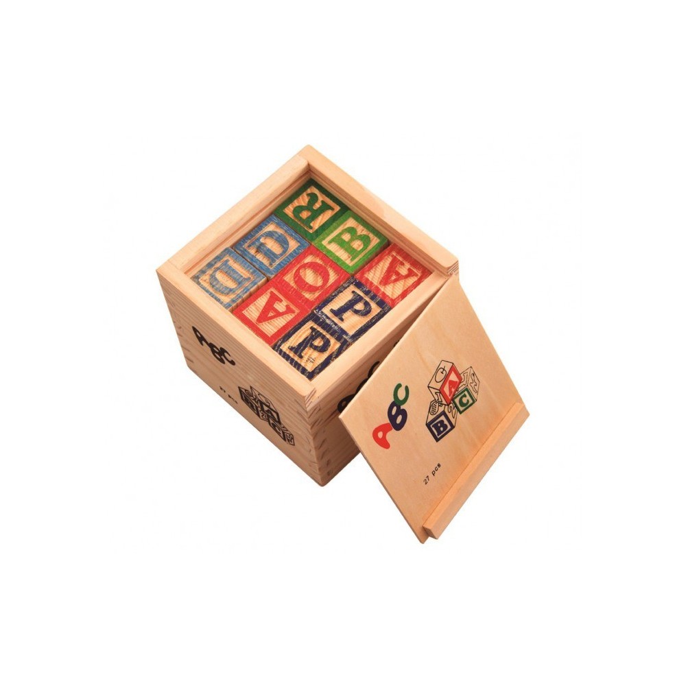 JEU PÉDAGOGIQUE BOÎTE DE 27 CUBES EN BOIS ANIMAUX LETTRES NUMÉROS 3X3 cm