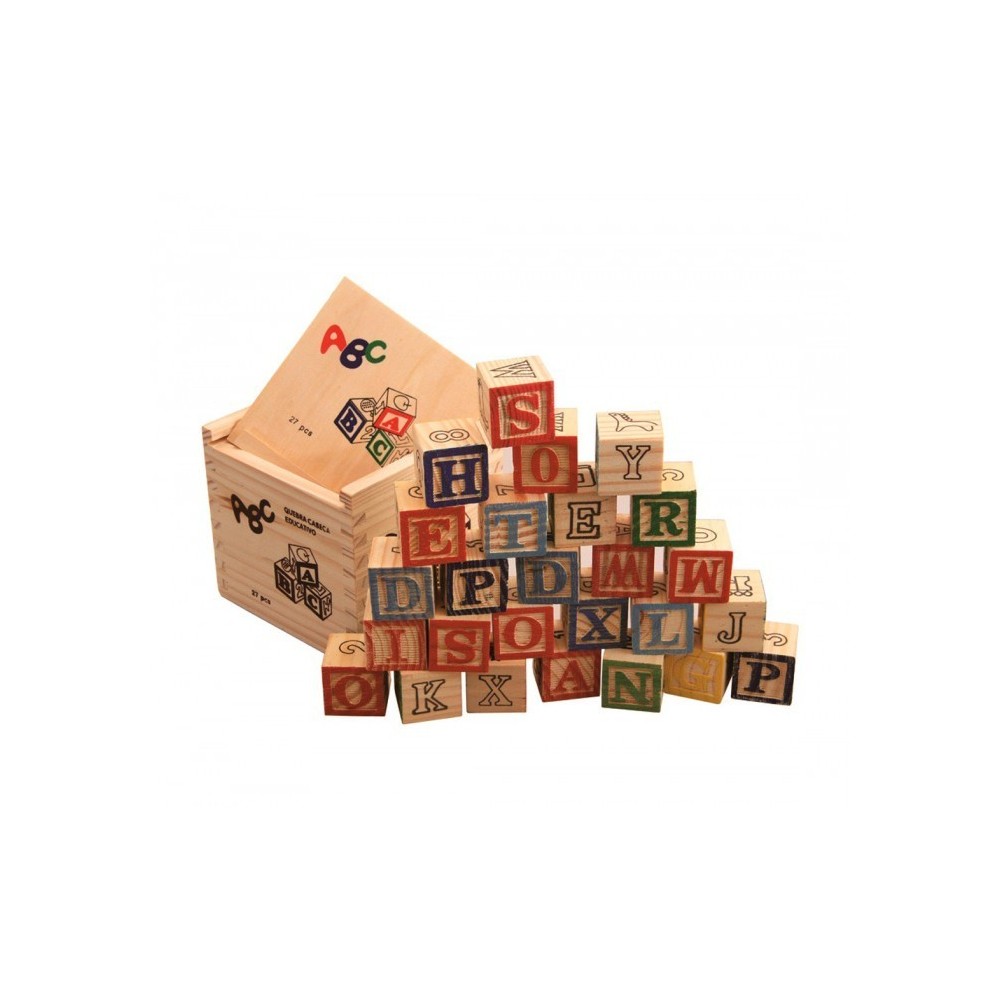JEU PÉDAGOGIQUE BOÎTE DE 27 CUBES EN BOIS ANIMAUX LETTRES NUMÉROS 3X3 cm