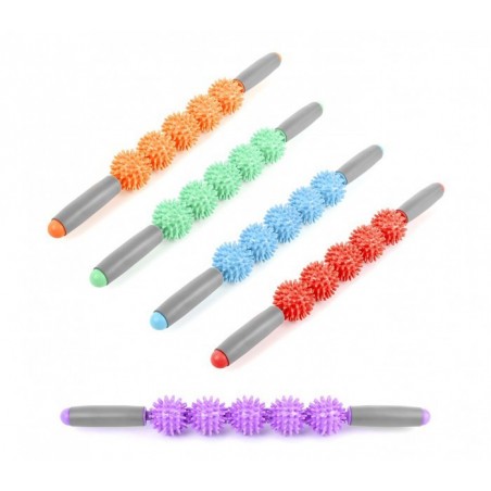 BARRE DE MASSAGE ANTI-CELLULITE 5 BOULES DE PLASTIQUE RIGIDE MASSEUR DE 52 CM