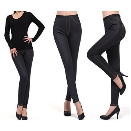 L'effet des leggings de Denim sans bouton de peluche intérieur mode femme