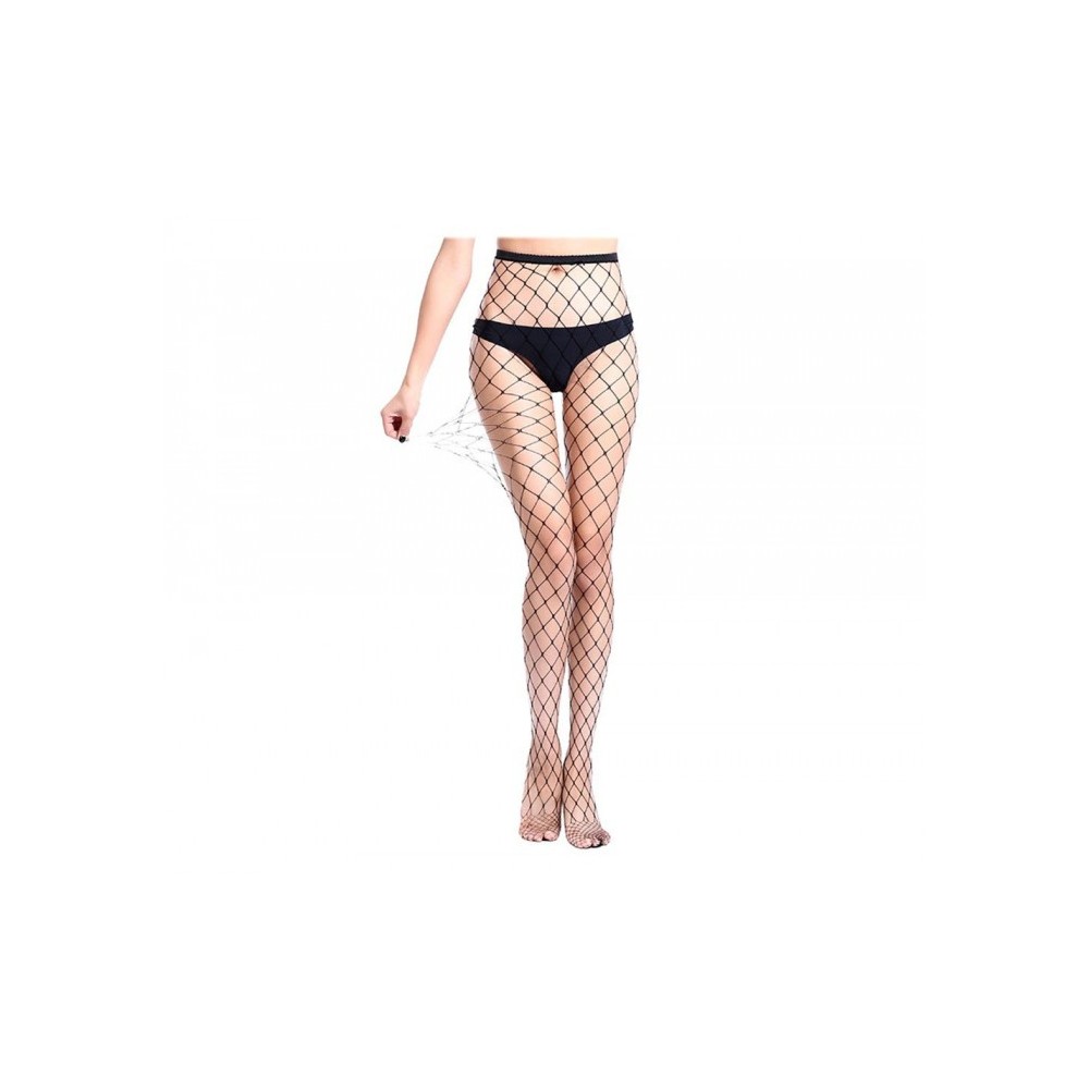  Collants résille noirs élastiques taille haute PANTYHOSE mod 8505  ajustées