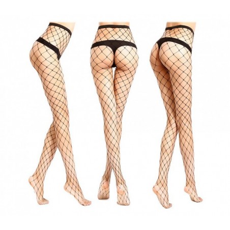  Collants résille noirs élastiques taille haute PANTYHOSE mod 8505  ajustées