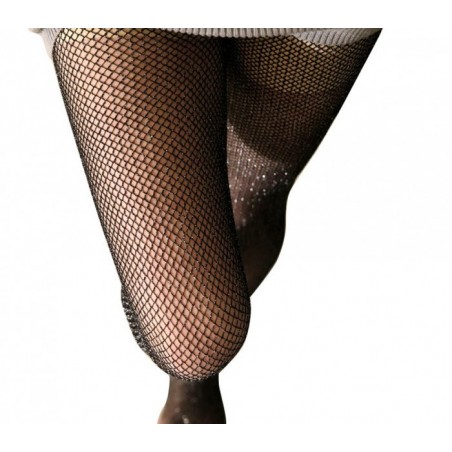  Collants résille  noirs brillante élastiques taille haute PANTYHOSE mod 506 