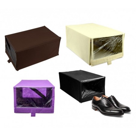 112885 Boîte à chaussures TNT ligne WELKHOME 22,5x35x15,5cm fenêtre et velcro