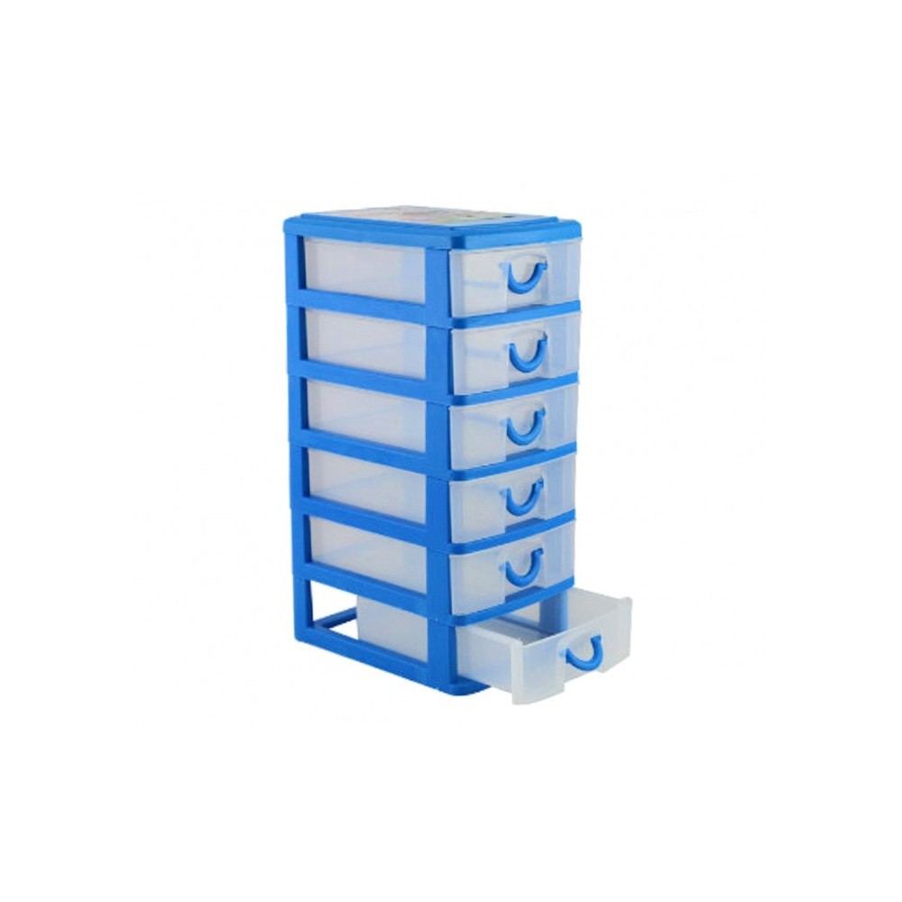 225066  Tour de rangement 5 tiroirs WELKHOME en plastique rigide 9x13x18.5 cm