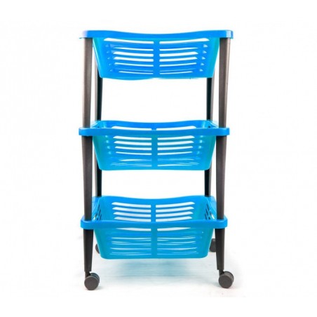  348499 Chariot pour fruits WELKHOME 3 étages avec roues 30x40x69 cm