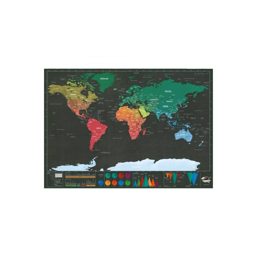 182207 Carte du monde deluxe noir 82 x 58 cm grattez les endroits visités