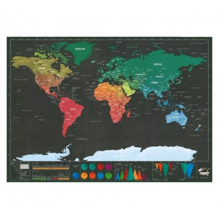 182207 Carte du monde deluxe noir 82 x 58 cm grattez les endroits visités