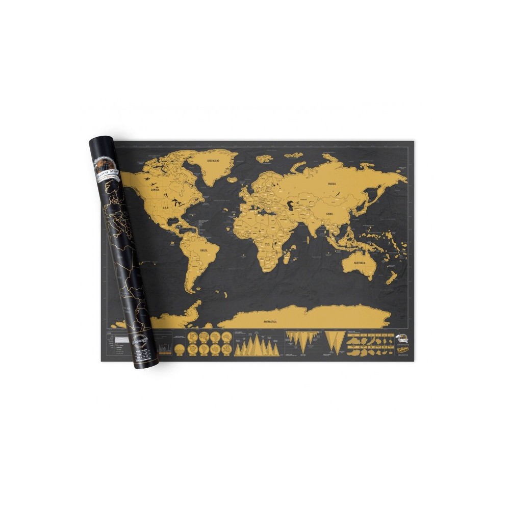 182207 Carte du monde deluxe noir 82 x 58 cm grattez les endroits visités