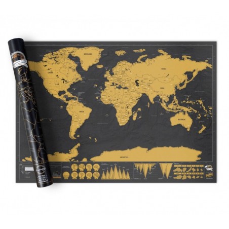 182207 Carte du monde deluxe noir 82 x 58 cm grattez les endroits visités