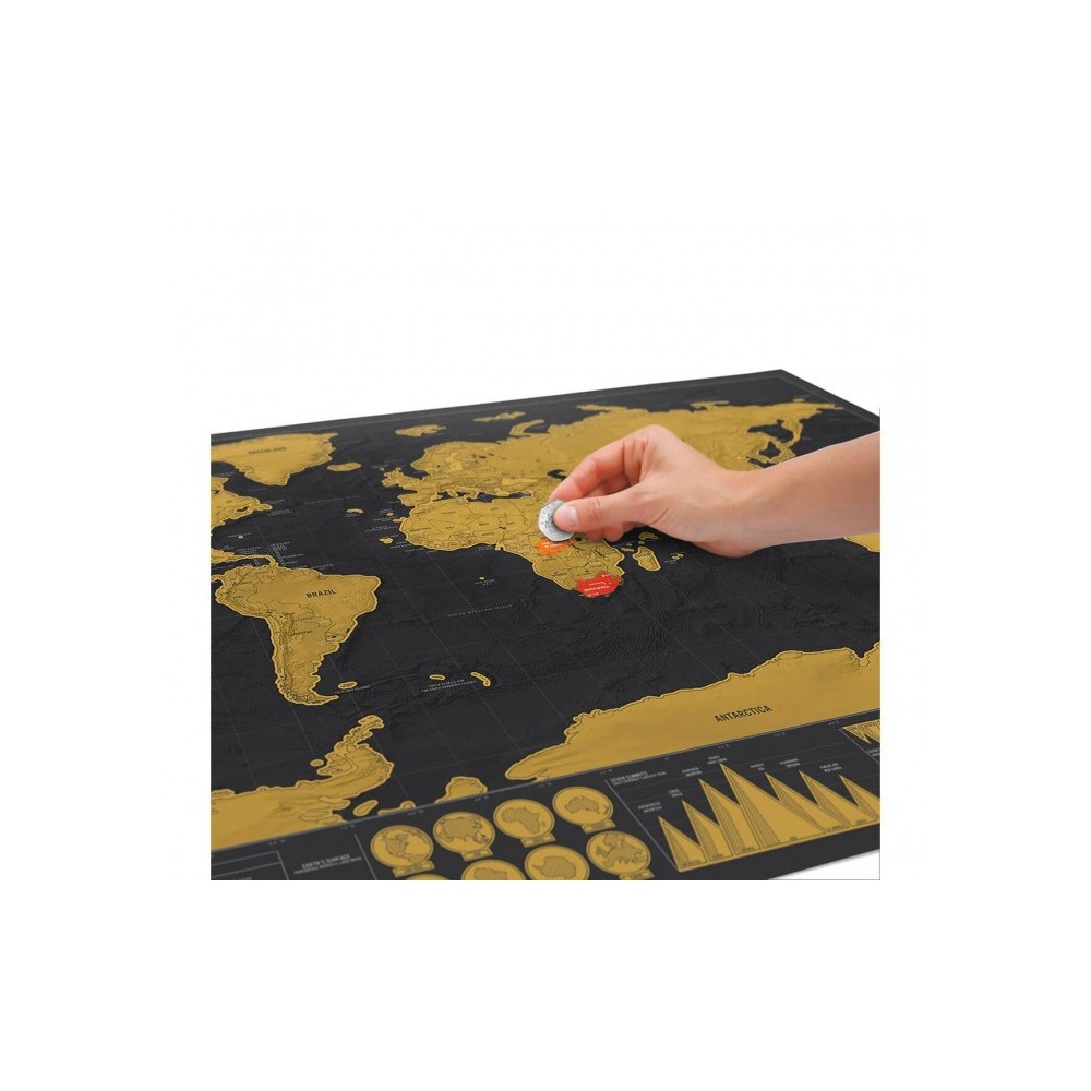 182207 Carte du monde deluxe noir 82 x 58 cm grattez les endroits visités