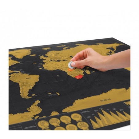 182207 Carte du monde deluxe noir 82 x 58 cm grattez les endroits visités