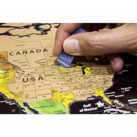 182207 Carte du monde deluxe noir 82 x 58 cm grattez les endroits visités