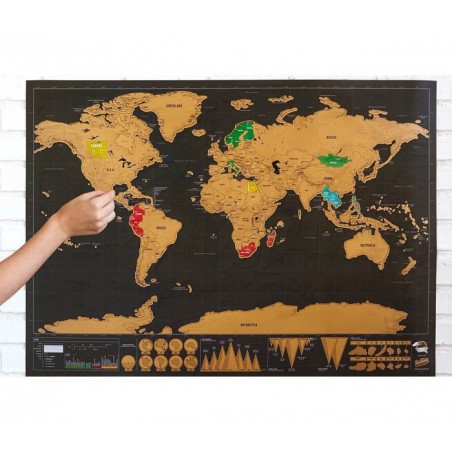 182207 Carte du monde deluxe noir 82 x 58 cm grattez les endroits visités
