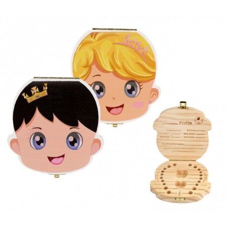 10751 Boîtier en bois pour dents de lait garçon fille avec certificat de la fée 10751 Boîtier en bois pour dents de lait garçon fille avec certificat de la fée