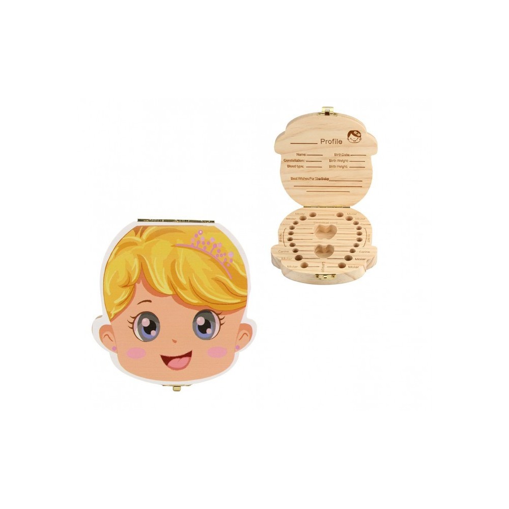 10751 Boîtier en bois pour dents de lait garçon fille avec certificat de la fée