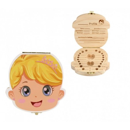 10751 Boîtier en bois pour dents de lait garçon fille avec certificat de la fée 10751 Boîtier en bois pour dents de lait garçon fille avec certificat de la fée